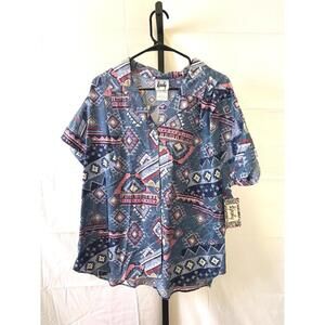 NWT Tapestry Casual Short Sleeve Shirt with Geometric Pattern 20W